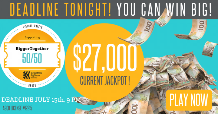 The countdown is on Jackpot over $27,000 in BiggerTogether 50/50! | The Home Lottery News™