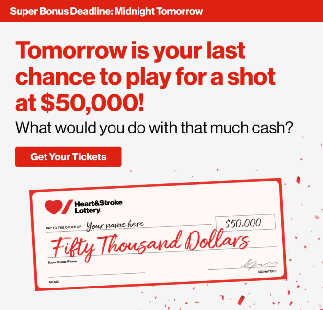 Tomorrow is your last chance to play for a shot at $50,000!
