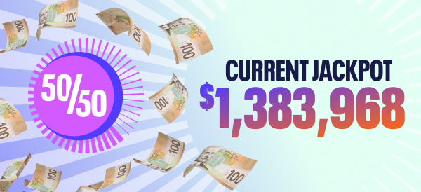50/50 jackpot over $1,383,968