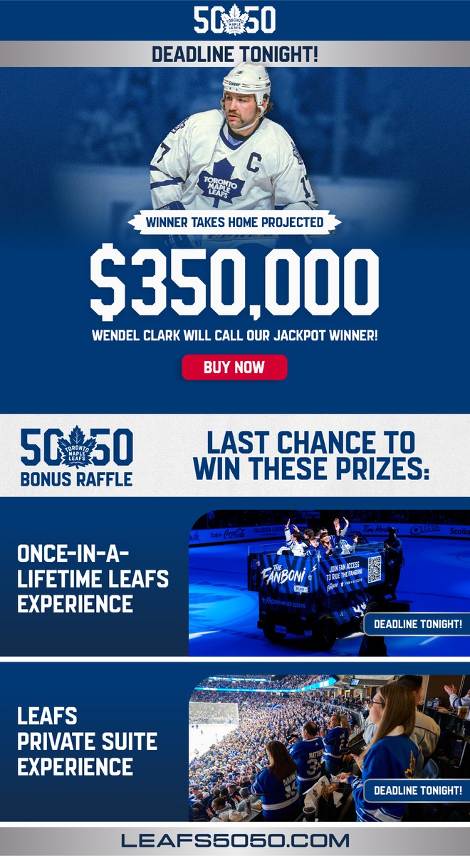 Last chance - win the Leafs $350,000+ projected jackpot tonight